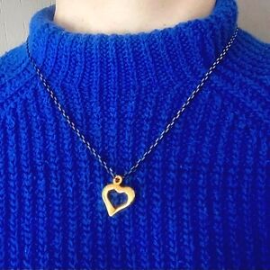 Gold Colored Heart Pendant Necklace Women's Jewelry Elegant Accessory Girl Teen